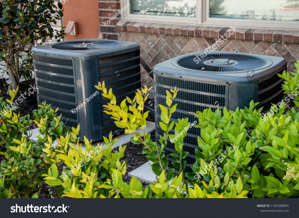 AC on the side of the house - stock photo