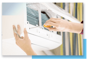 screwdriver and wall AC unit